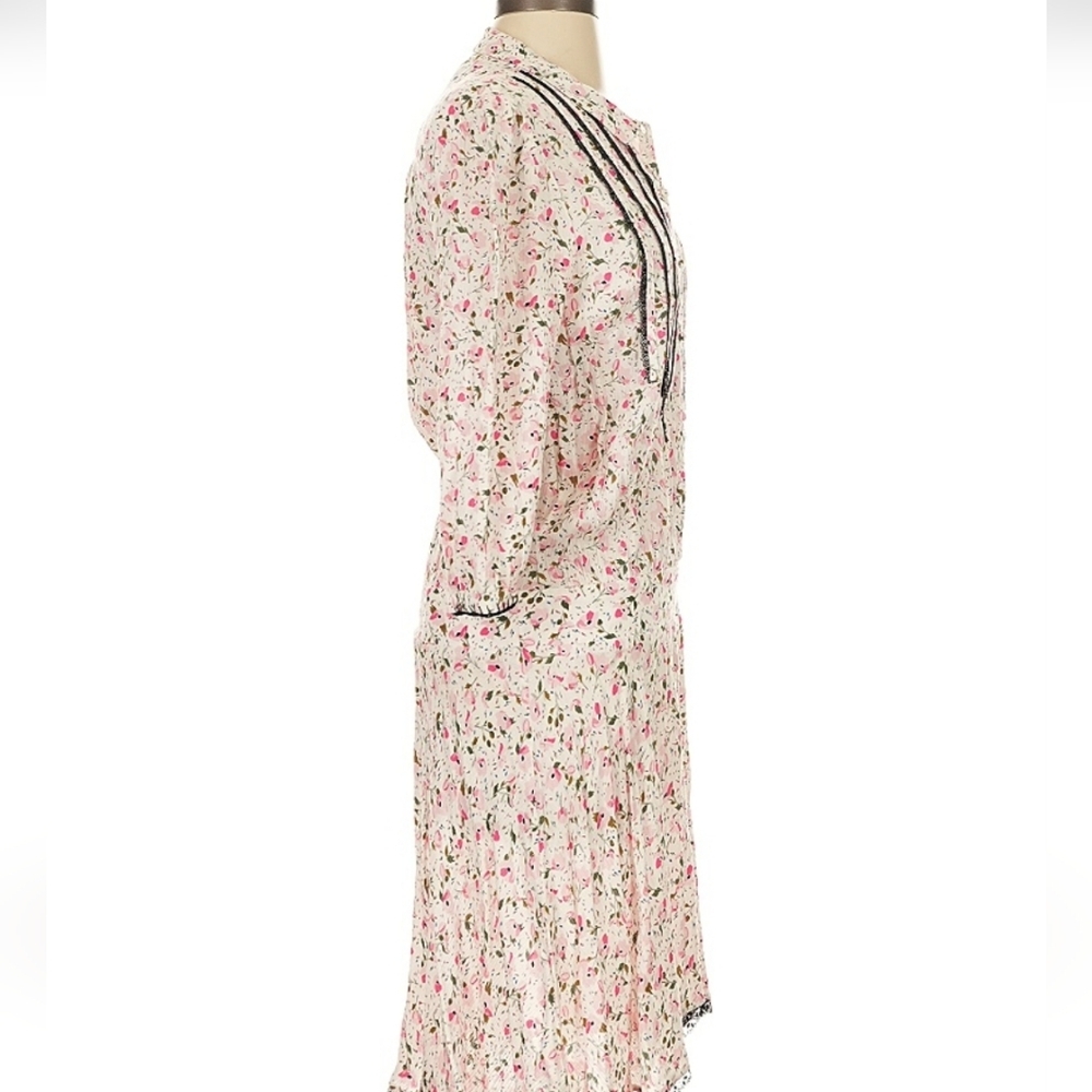Zadig & Voltaire Raspail Print Floral Crinkle Peasant Boho Dress XS - Picture 3 of 5